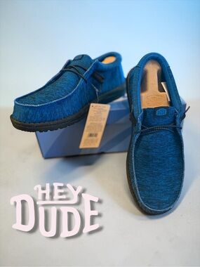 NIB HEYDUDE Wally Sport Knit Men’s Loafers Blue Black Size 11 M